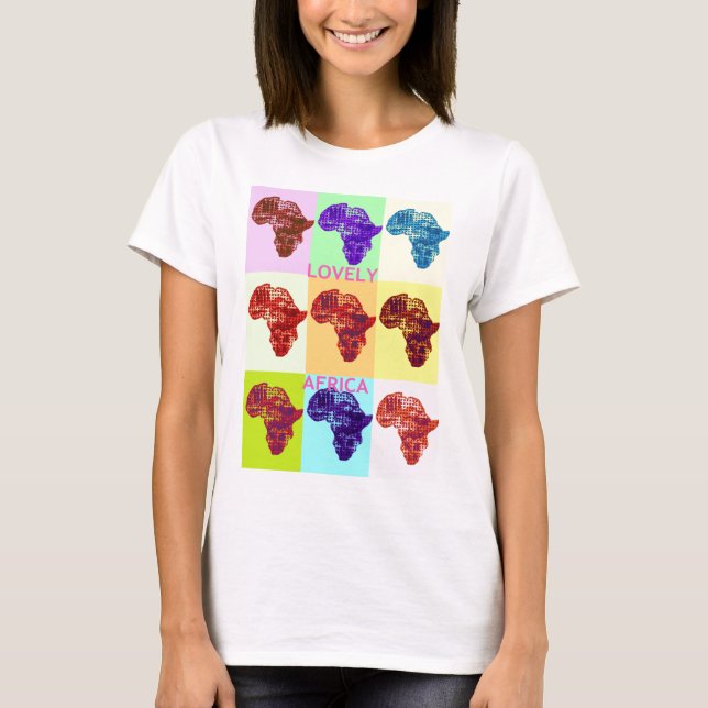 Camiseta Bonito Mapa Africano Colorido Diseño de Patrón Pop (Anverso)