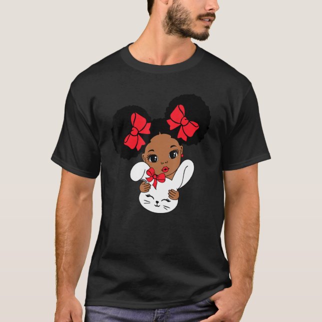 Camiseta Bonito negra y educada reina africana Chica feliz  (Anverso)