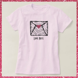 Camiseta Bonito Nota de amor rosa Corazón