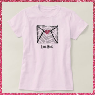 Camiseta Bonito Nota de amor rosa Corazón