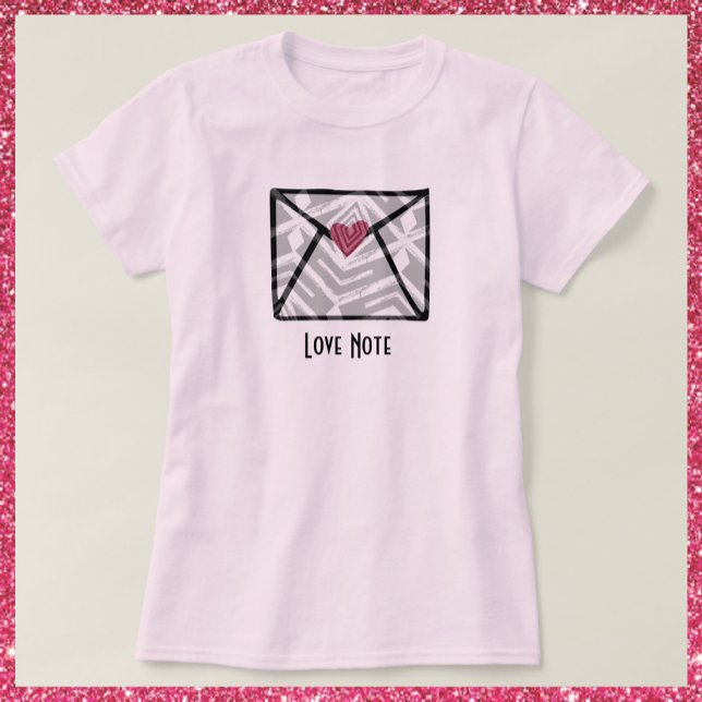 Camiseta Bonito Nota de amor rosa Corazón (Subido por el creador)