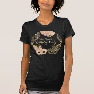 Camiseta Bonito Oro rosado Máscara de Mascarada Negra Cumpl