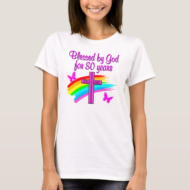 CAMISETA BONITO PINK BENDECIDO POR DIOS DURANTE 80 AÑOS (Anverso)