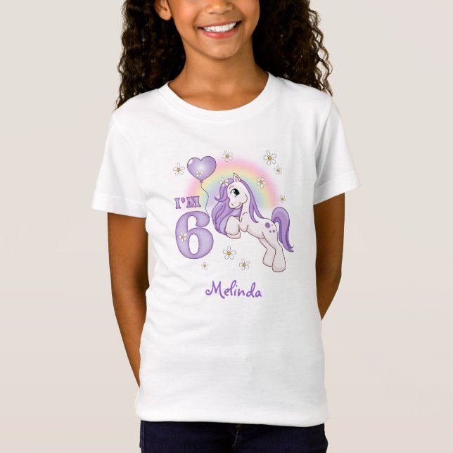 Camiseta Bonito Pony 6 cumpleaños personalizado (Anverso)