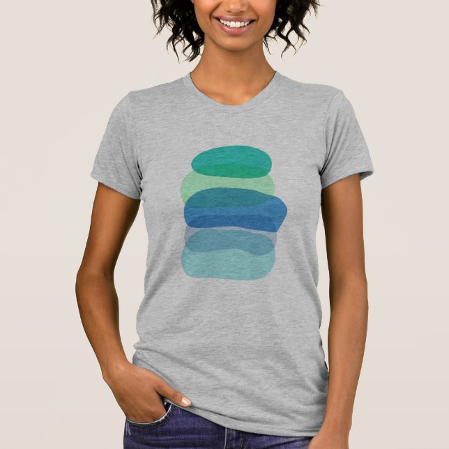 Camiseta Bonito Resumen de formas geométricas en azul y ver (Anverso)