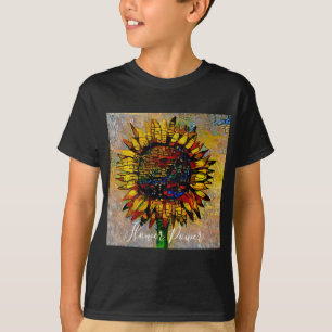 Camiseta Bonito Resumen Pintura de girasol