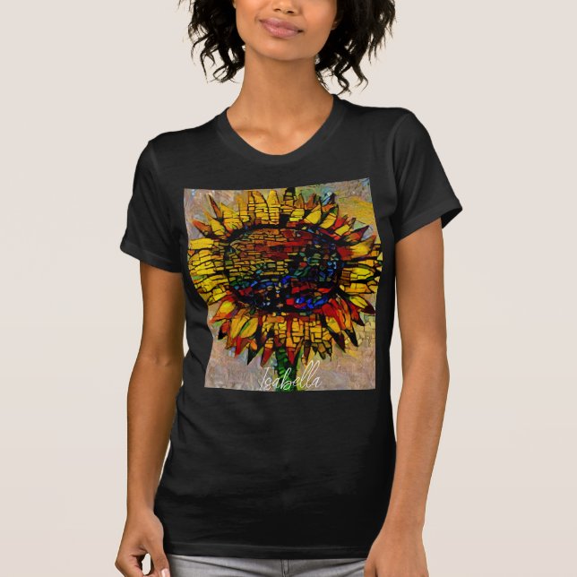 Camiseta Bonito Resumen Pintura de girasol (Anverso)