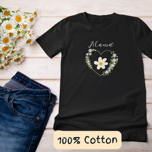 Camiseta Bonito retro florió corazón feliz cara mamá españo