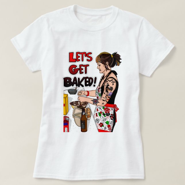 Camiseta Bonito retro Tattooed Lady Baking (Diseño del anverso)
