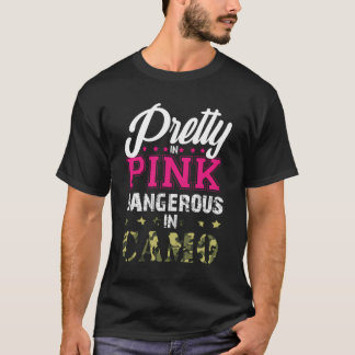 Camiseta Bonito Rosa Peligroso En Camo Caza Chica Mujeres H