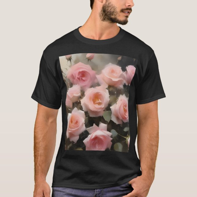 Camiseta Bonito rosa rosa pintura acuarela (Anverso)