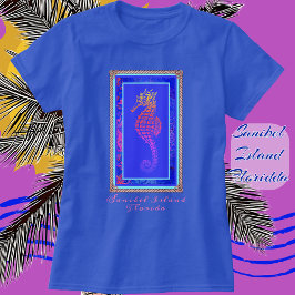 Camiseta Bonito Sanibel Island Florida Colorful Seahorse