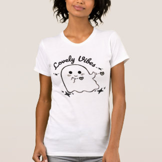 Camiseta Bonito Vibes Cuadros Diseño Fantasma Blanco y Negr