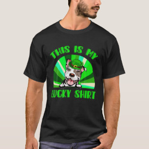 Camiseta Bonito y afortunado Pitbull Shamrock Irish Funny S