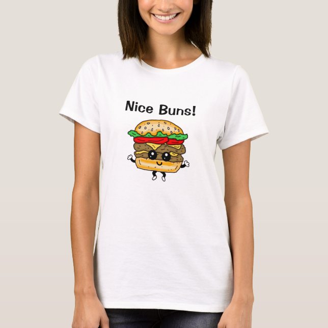 Camiseta Bonitos Buns Hamburger Food Pun Funny T-Shirt (Anverso)