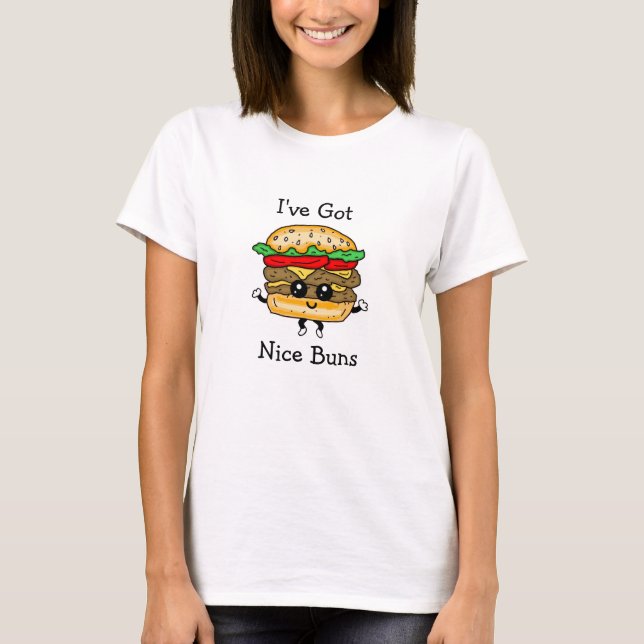 Camiseta Bonitos Buns Hamburger Food Pun Funny T-Shirt (Anverso)