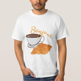 Camiseta Bonjour Croissant Coffee Breakfast - Café francés