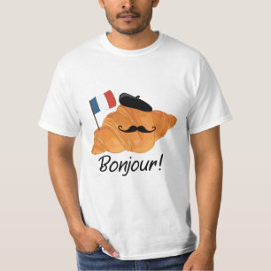 Camiseta Bonjour Croissant francés - Comida divertida en Fr