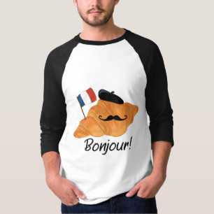 Camiseta Bonjour Croissant francés - Comida divertida en Fr