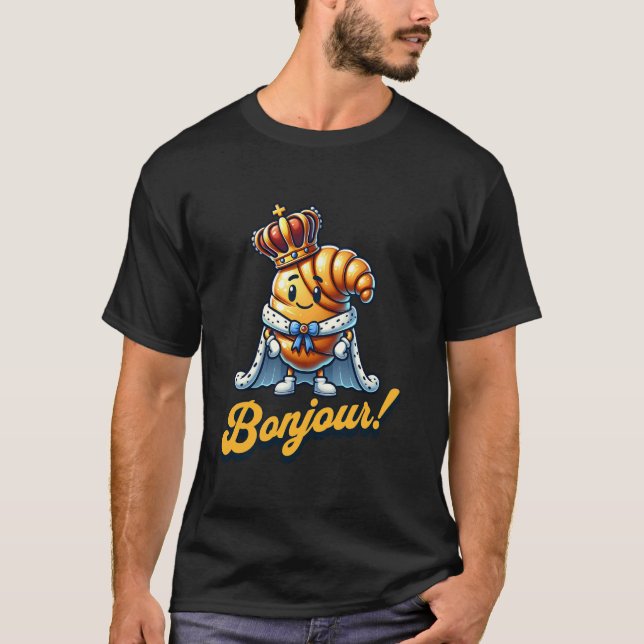 Camiseta Bonjour Croissant French Pastry Breakfast Funny Hu (Anverso)