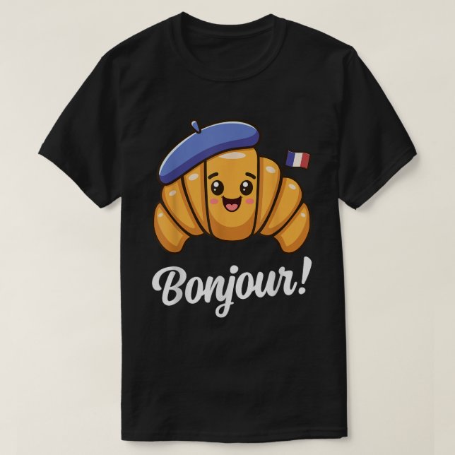 Camiseta Bonjour Cute French Croissant Shirt (Diseño del anverso)