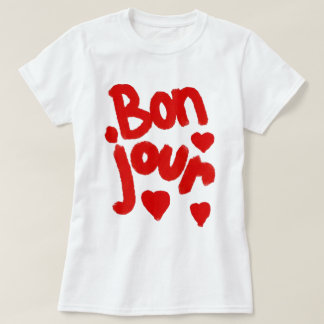 Camiseta "Bonjour En Coeur", T-Shirt Blanc