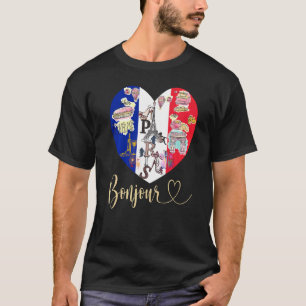 Camiseta Bonjour Francia I Love Paris Bandera Francesa Hear