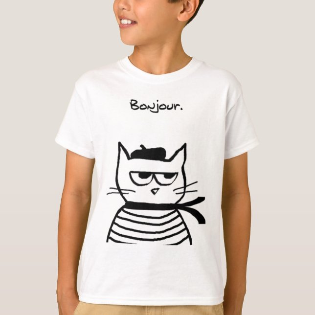 Camiseta Bonjour French Cat Funny (Anverso)