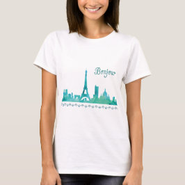 Camiseta Bonjour Paris Watercolor Silhouette
