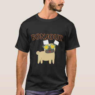 Camiseta Bonjour Pug, Hola Pug en gafas de sol Classic T-Sh