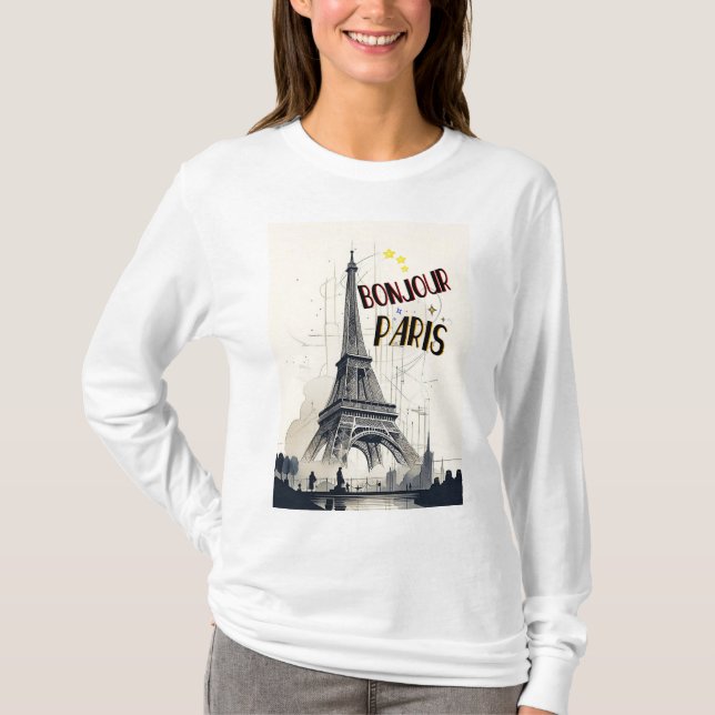 Camiseta Bonjour Skyline Marathon Paris (Anverso)