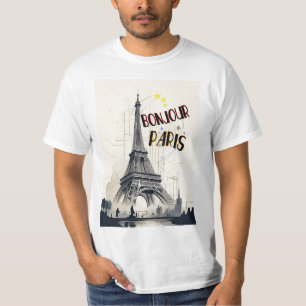 Camiseta Bonjour Skyline Marathon Paris
