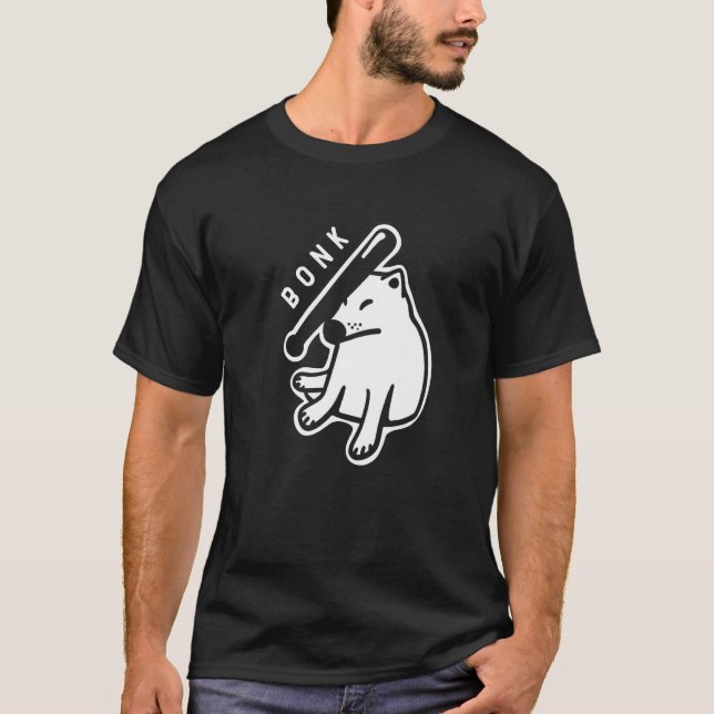 Camiseta Bonk action on Shiba Inu dogo. Minimal, stylized a (Anverso)