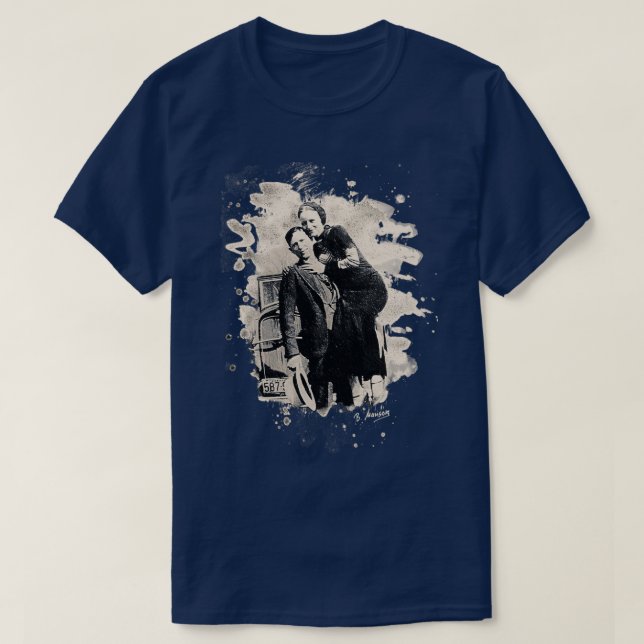 Camiseta Bonnie amp Clyde imagen blanqueada (Diseño del anverso)