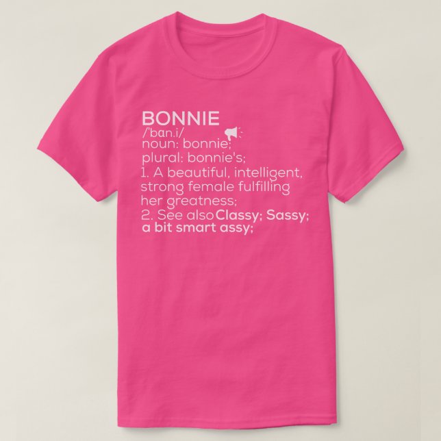 Camiseta Bonnie Nombre Bonnie Definición Bonnie Nombre feme (Diseño del anverso)