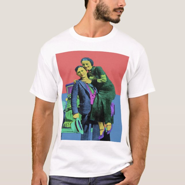 Camiseta Bonnie y Clyde Pop Art (Anverso)