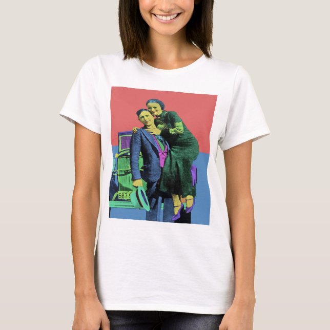 Camiseta Bonnie y Clyde Pop Art (Anverso)