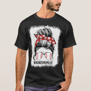 Camiseta Bono de béisbol con sangre mamá Messy Bun Bonus Mo