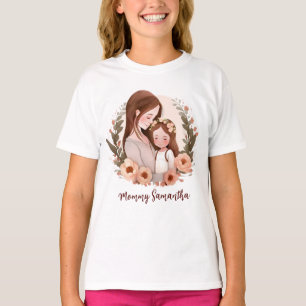 Camiseta Bono de mamá y hija adorables - Marco floral