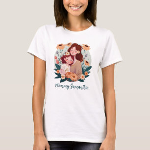 Camiseta Bono de mamá y hija adorables - Marco floral (3)