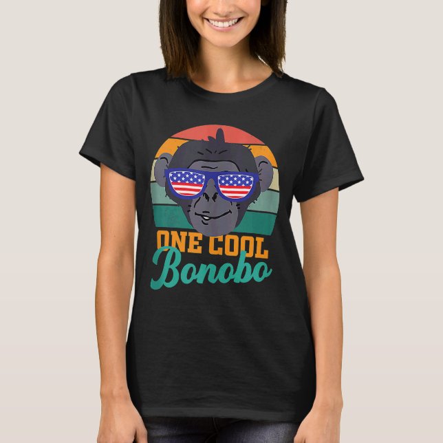 Camiseta Bonobo chimpanzee bandera de EE.UU. Día Mundial de (Anverso)