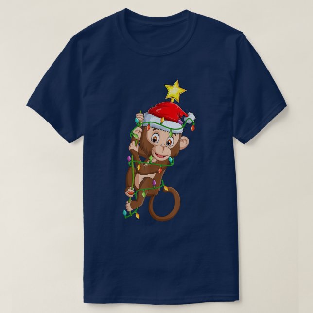 Camiseta Bonobo Iluminando árbol de navidad coincidiendo co (Diseño del anverso)