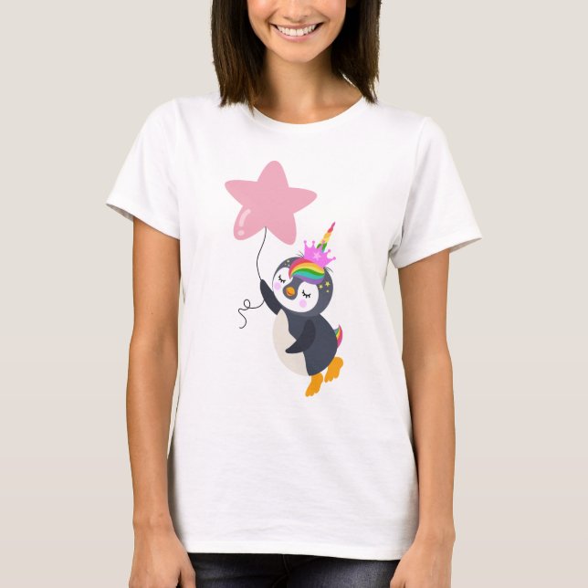 Camiseta Bons sonhos pinguim unicórnio T-shirt (Anverso)