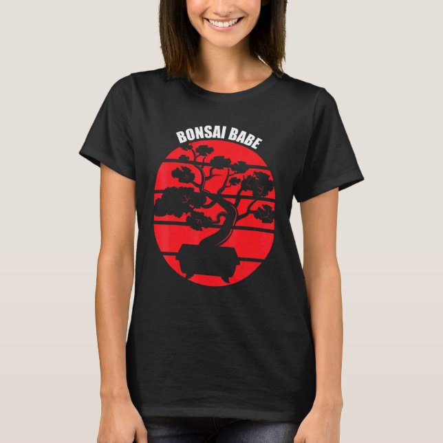 Camiseta Bonsai Babe Retro de jardinería Zen japonés (Anverso)