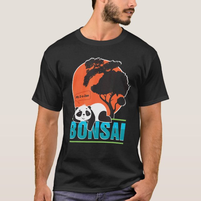 Camiseta Bonsai dulce panda durmiendo árboles japoneses Zen (Anverso)