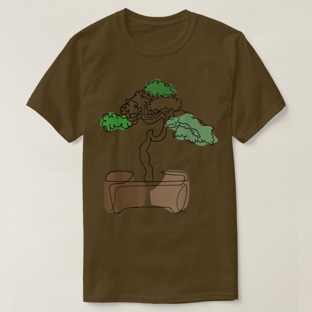 Camiseta Bonsai Motif Hand Drawn Tree Zen Line Art Drawing  (Diseño del anverso)
