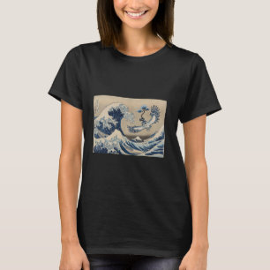 Camiseta BONSAI Owl juega en la Gran Ola (Ukiy de Hokusai)