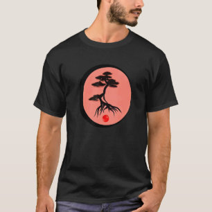Camiseta Bonsai Tree Caligrafía japonesa Naturaleza Zen Min