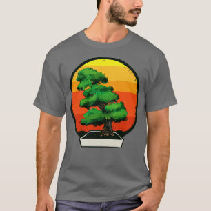 Camiseta Bonsai Tree en Bonsai Planter Retro Sunset