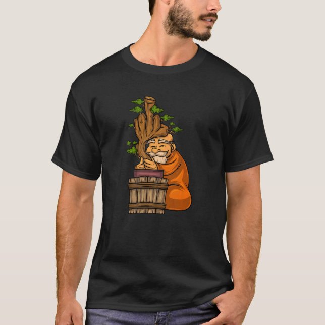 Camiseta Bonsai Tree Monk Middle Finger Create Bonsai 1 (Anverso)